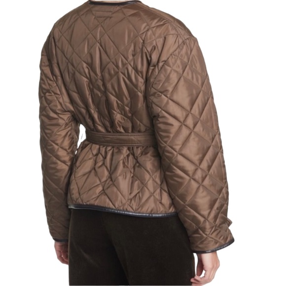 NWT Polo Ralph Lauren Belted Quilted Jacket Leather Trim - Picture 4 of 16